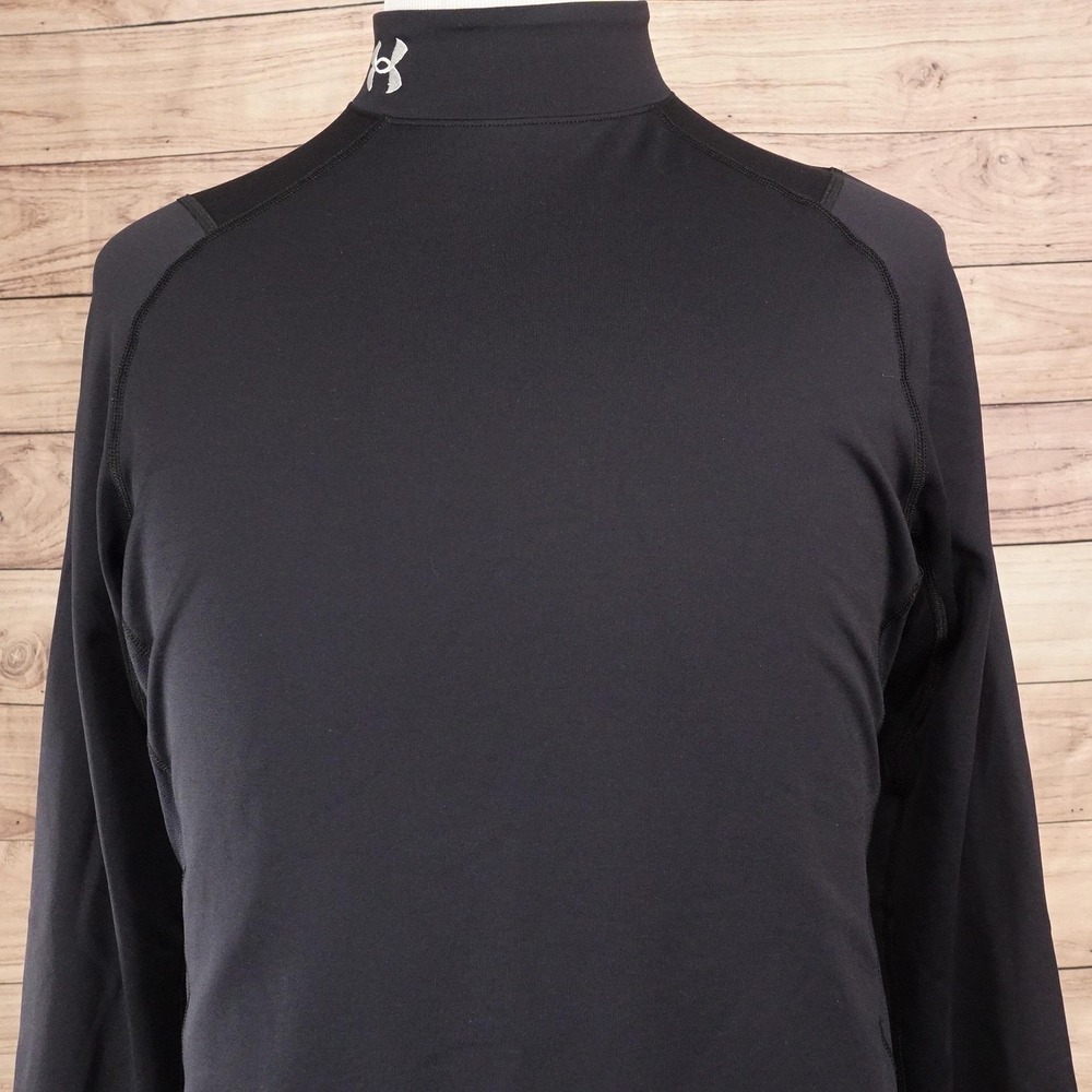 Under Armour Shirt Mens L Black ColdGear Mock Long Sleeve Fitted Thermal Top